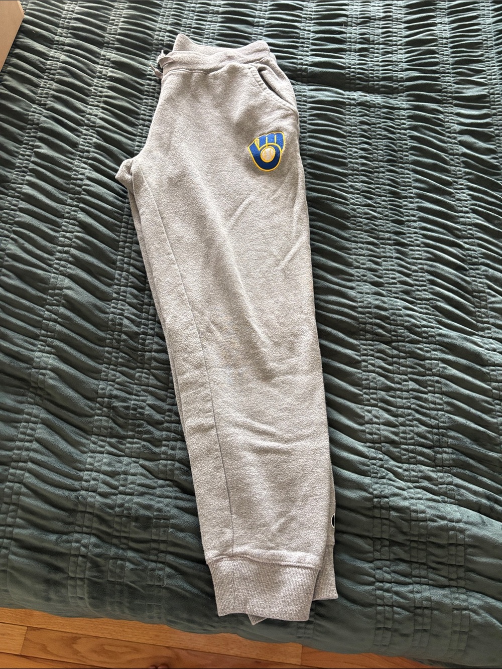 Holloway Gray Jogger Sweatpants with embroidered Milwaukee Brewers Emblem